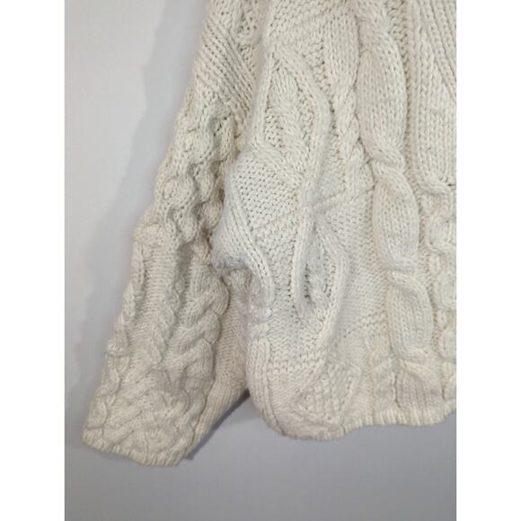 Zara Wool Blend Chunky Cream Button Down Oversized Cozy Cardigan Women's Medium - Picture 3 of 8